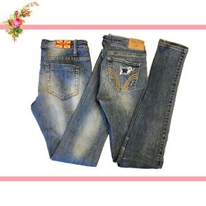 💚X2 Skinny Ripped Denim Jeans Hollister Machine 3